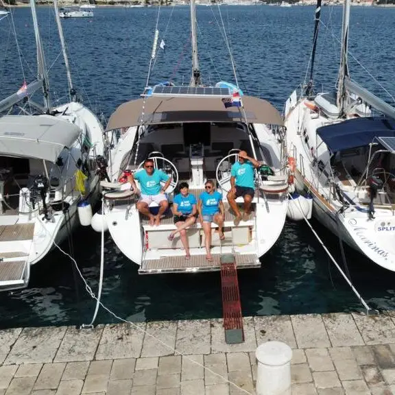 crew and clients on crewed sailboat charter in Croatia