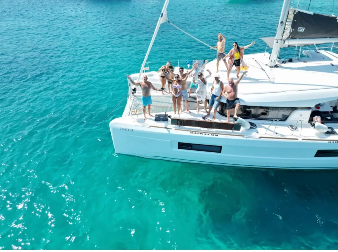 friends and family on bareboat catamaran charter in Croatia